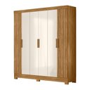 Ver imagem 4 de Guarda Roupa Roupeiro Casal Valença 6 Portas 2 Gavetas com Portas Frisadas Freijó Off White Moval
