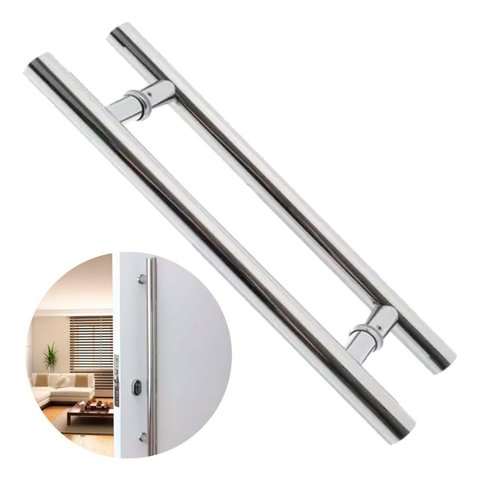 Puxador H 40cm Aço Inox 304 Escovado P/ Portas e Portões