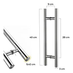 Puxador H 40cm Aço Inox 304 Escovado P/ Portas e Portões - 6