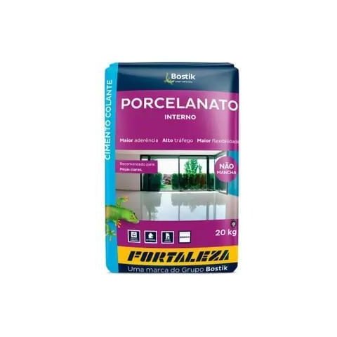 Argamassa Porcelanato Colante Interno Cinza 20kg - Fortaleza