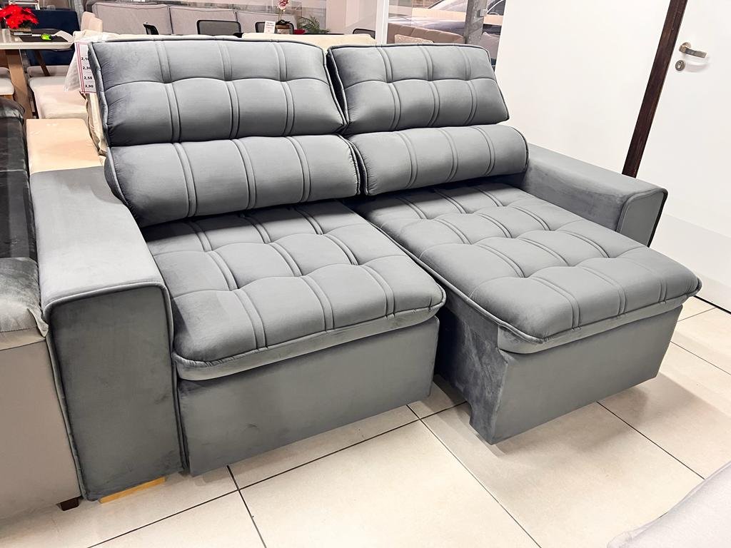 Sofá Jaguar Retrátil Reclinável Com Molas Ensacadas 2,50 m Veludo