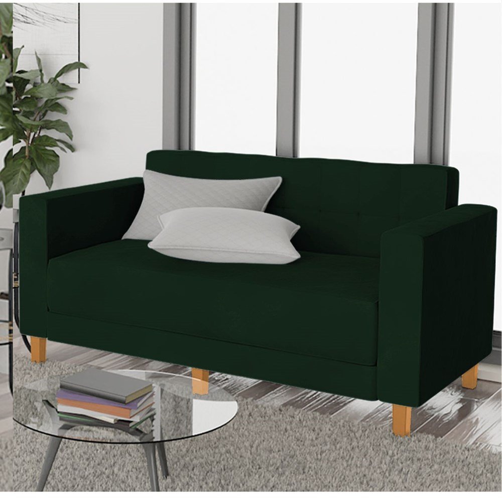 Sofá 2 Lugares Denver Suede Verde - AM Decor - 2