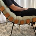 Ver imagem 3 de Poltrona Costela Boucle Verde Estofada Adao com Puff Luxo
