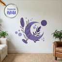 Ver imagem 2 de Adesivo Floral Boho Roxo Estilo Nórdico 110x94 Minimalista Mod.05