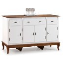 Ver imagem 1 de Balcão Buffet 4 Portas e 3 Gavetas com Pés Luiz XV 60635 Linz Móveis - Branco/Imbuia