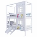 Ver imagem 2 de Beliche Casinha Reta com 02 Janelas e Escorregador Madeira Maciça Branco Housin