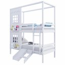 Ver imagem 5 de Beliche Casinha Reta com 02 Janelas e Escorregador Madeira Maciça Branco Housin