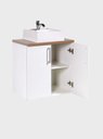 Ver mais imagens de Gabinete para Banheiro com Cuba e Espelho Organico 60cm Mdf Freijo com Branco Paris - On Móveis