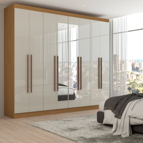Guarda-roupa Casal Ele e Ela 8 Portas 8 Prateleiras com Espelho - Panorama Móveis