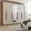 Ver imagem 1 de Guarda-roupa Casal Ele e Ela 8 Portas 8 Prateleiras com Espelho - Panorama Móveis