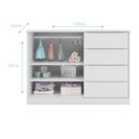 Ver imagem 3 de Cômoda Infantil 4 Gavetas 2 Portas com Cabideiro Pérola