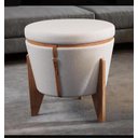 Ver imagem 2 de Puff Decorativo Baú Flex Linho Claro Tampo Mesa Pés Madeira