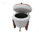 Ver imagem 3 de Puff Decorativo Baú Flex Linho Claro Tampo Mesa Pés Madeira