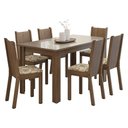 Ver imagem 2 de Conjunto Sala de Jantar Cereja Mesa Tampo de Vidro 6 Cadeiras Rustic/Crema/Lírio Bege Madesa