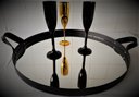 Ver imagem 2 de Bandeja Adnet Decorativa Redonda 400x3Mm Preto C Alça Preta
