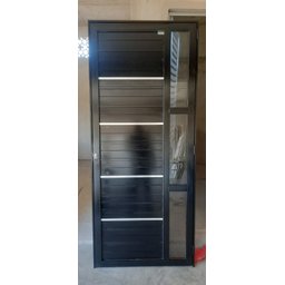 Porta de Alumínio Simples 210x90 C/ Puxador e Vidro - 2