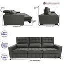 Ver imagem 2 de Sofá Retrátil e Reclinável 2.50m Molas Ensacadas e Costura Tripla Cama inBox Nobre Suede Cinza