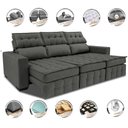 Ver imagem 3 de Sofá Retrátil e Reclinável 2.50m Molas Ensacadas e Costura Tripla Cama inBox Nobre Suede Cinza