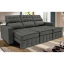 Ver imagem 1 de Sofá Retrátil e Reclinável 2.50m Molas Ensacadas e Costura Tripla Cama inBox Nobre Suede Cinza