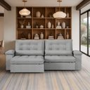 Ver imagem 2 de Sofá 4 Lugares New Imperatore Retrátil/reclinável Linho Cinza 250cm
