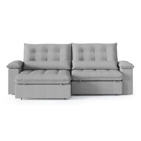 Sofá 4 Lugares New Imperatore Retrátil/reclinável Linho Cinza 250cm
