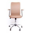 Ver imagem 2 de Cadeira Escritório Tela Luxo Creme- Base Cromada:marrom