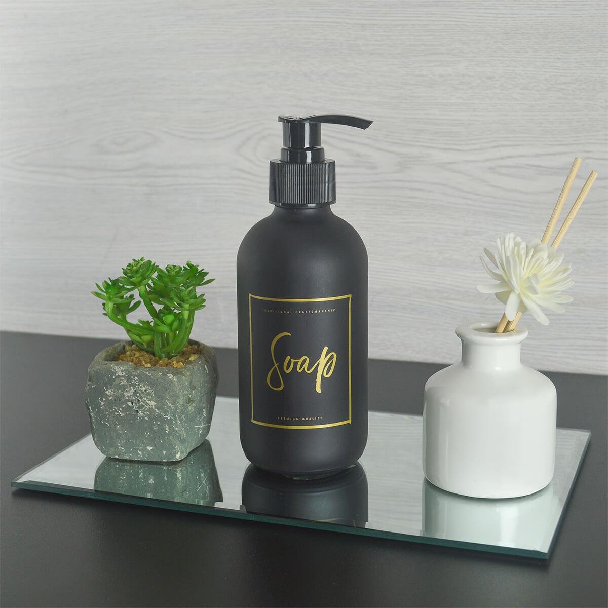 Porta Sabonete Liquido de Vidro Preto Pump 250ml - 2