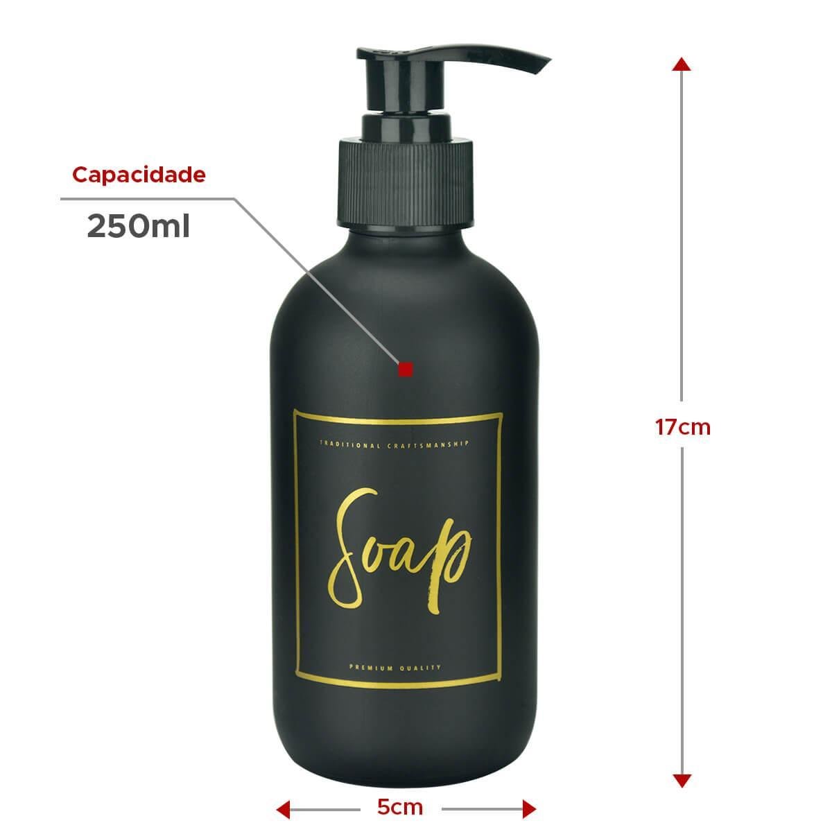 Porta Sabonete Liquido de Vidro Preto Pump 250ml - 4