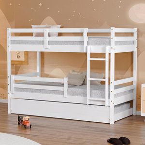 Treliche Infantil Dreams com Grade de Proteção Madeira Maciça Branco Megamobilia