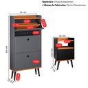 Ver imagem 4 de Kit Sapateira Vertical 3 Gavetas Basculantes Cinza/Cinamomo 2 Mesinhas Canto Quarto Preto/Cinamomo