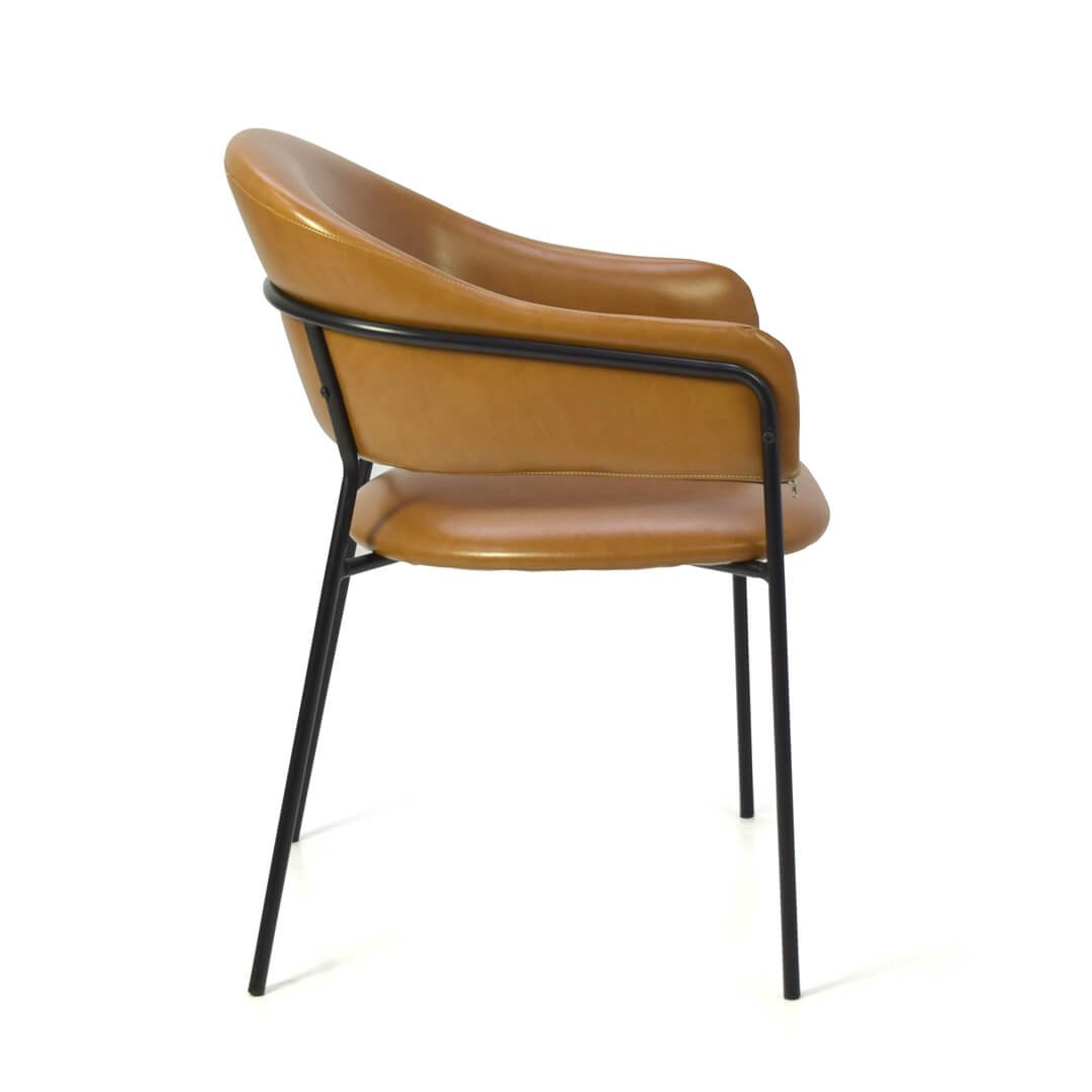 Cadeira Estofada Câmel com Estrutura de Aço Preto Eisen - Iaza Móveis - 3