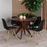 Conjunto Mesa Redonda Canela Adele 120cm com 4 Cadeiras Charles Eames Eiffel Preto - Iaza Móveis - 1