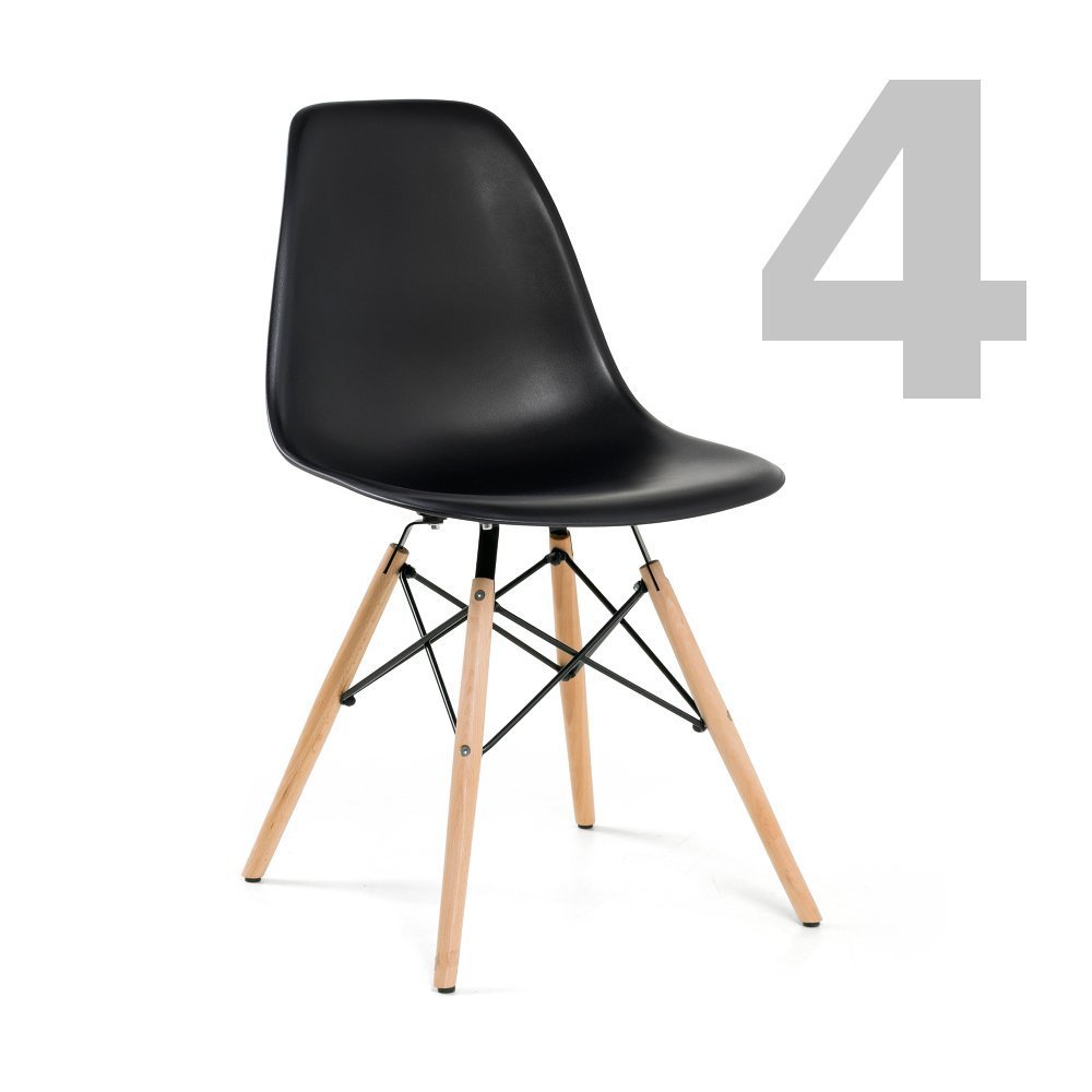 Conjunto Mesa Redonda Canela Adele 120cm com 4 Cadeiras Charles Eames Eiffel Preto - Iaza Móveis - 5