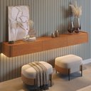 Ver imagem 1 de Aparador Suspenso 100% MDF 3 Gavetas 180cm com LED Apolo Marrom/Marromle