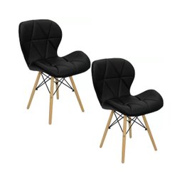 Kit 2 Cadeiras Estofada Eiffel Slim Wood Pés de Madeira Preto - 1