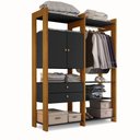 Ver imagem 4 de Closet Modulado Solteiro Luapa Toronto Carvalho - Preto
