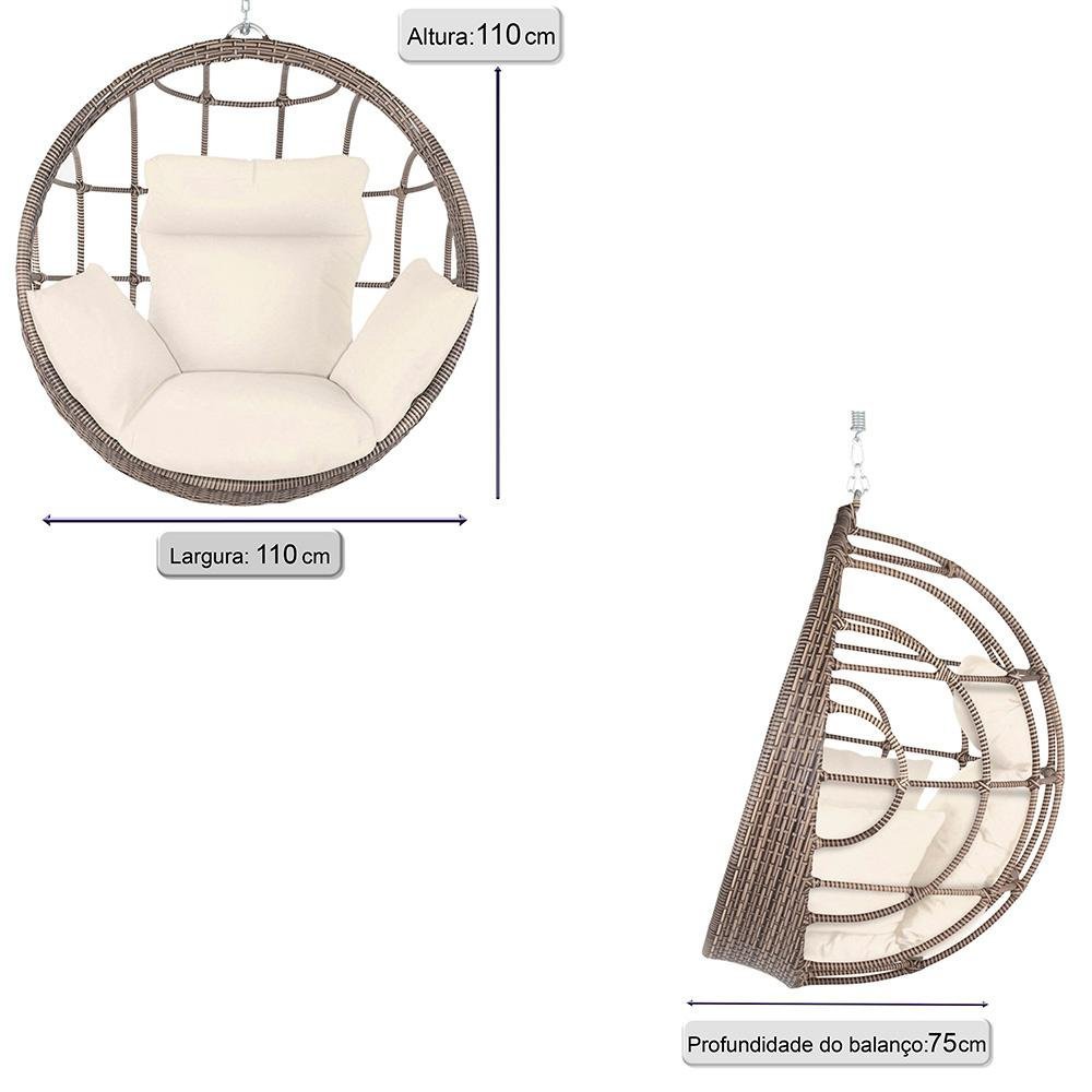 Balanço Suspenso Ninho em Alumínio e Fibra Capuccino e Almofadas Com Tecido Impermeável - A01 - 2