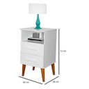 Ver imagem 4 de Criado Mesa de Cabeceira Retrô com 2 Gavetas e Nicho Rubi:canela/off White