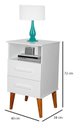 Ver imagem 4 de Criado Mesa de Cabeceira Retrô com 2 Gavetas e Nicho Rubi:canela/off White