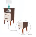Ver imagem 3 de Criado Mesa de Cabeceira Retrô com 2 Gavetas e Nicho Rubi:canela/off White