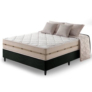 Cama Box Casal Preto + Colchão Molas Superlastic Bahamas 128x188x63cm