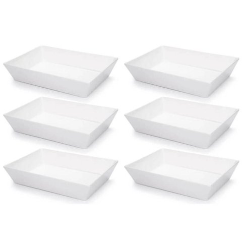 Kit 6 Travessas Brancas 4L Melamina Profissional Haus Concept Restaurante Buffet