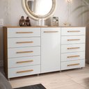 Ver imagem 1 de Cômoda Multiuso 10 Gavetas 1 Porta Ferrari com Rodízios Madeirado/off White