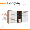 Ver imagem 7 de Cômoda Multiuso 10 Gavetas 1 Porta Ferrari com Rodízios Madeirado/off White