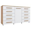 Ver imagem 2 de Cômoda Multiuso 10 Gavetas 1 Porta Ferrari com Rodízios Madeirado/off White