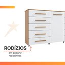 Ver imagem 6 de Cômoda Multiuso 10 Gavetas 1 Porta Ferrari com Rodízios Madeirado/off White
