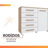 Cômoda Multiuso 10 Gavetas 1 Porta Ferrari com Rodízios Madeirado/off White - 6