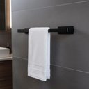 Ver imagem 2 de Porta Toalha de Rosto 35cm Preto Fosco Retangular Toalheiro de Parede Banheiro Moderno