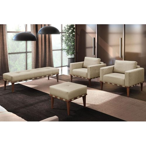 Puff Sala Quarto Redondo Decorativo Linho Veludo Classic - R$ 309,9