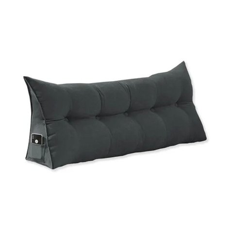 Cabeceira Almofada de Apoio para Encosto Mel Solteiro 90 cm Suede Cinza